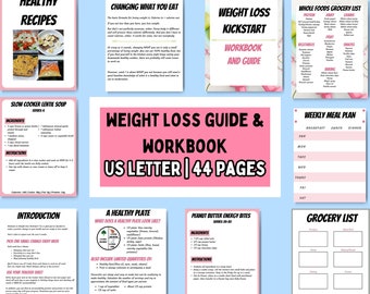 Weight Loss Workbook and Guide; 4 Weeks to Weight Loss; Goal Tracker; Fitness Tracker; Wellness Planner and Guide