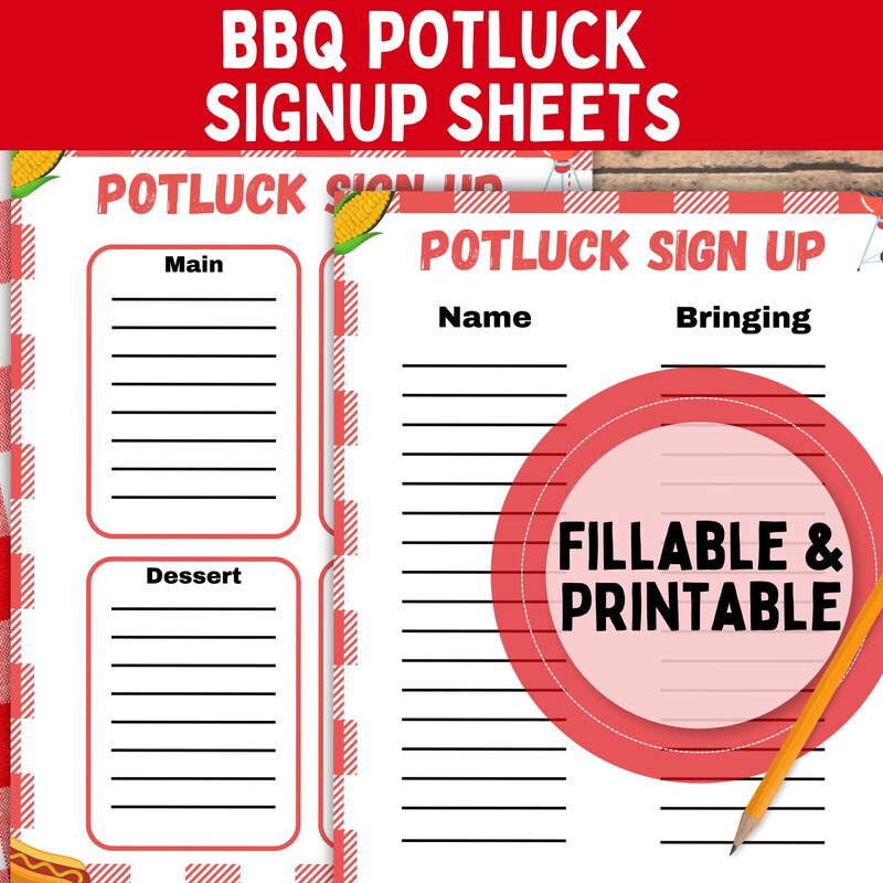 Cookout Sign up Sheet Etsy