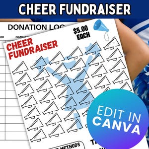 Editable &quot;Color the Megaphones&quot; Cheer Fundraising Form; Cheer Fundraiser Printable; Fundraiser Form PDF; Cheer Team; Editable in Canva