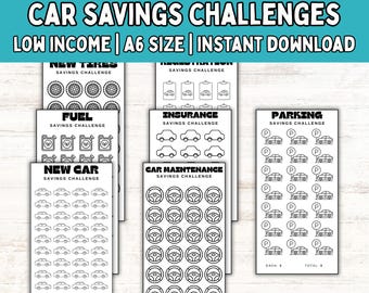 Printable Car Savings Challenge Bundle; For A6 Money Binder and Cash Envelopes; Low Income Savings Challenge PDF