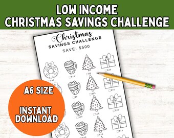 Printable Christmas Savings Challenge Bundle; For A6 Money Binder and Cash Envelopes; Low Income Savings Challenge PDF
