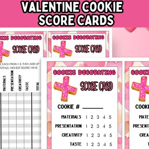 Schede di valutazione stampabili per la decorazione dei biscotti di San Valentino; Schede di voto per il concorso di pasticceria; Schede per i migliori prodotti da forno; Schede di voto per i biscotti