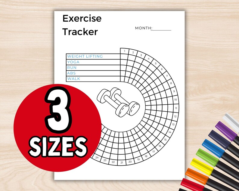 Exercise Tracker Wheel; Exercise Planner PDF; for Fitness Journal ...