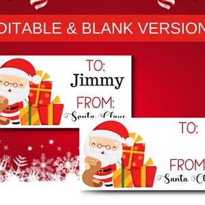 Editable Santa Gift Tags; Printable Santa Gift Tags; Santa Gift Label; From Santa Gift Tag; Editable Santa Tag; Edit in Canva