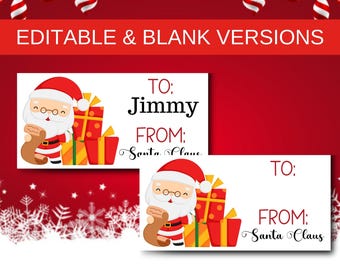 Editable Santa Gift Tags; Printable Santa Gift Tags; Santa Gift Label; From Santa Gift Tag; Editable Santa Tag; Edit in Canva