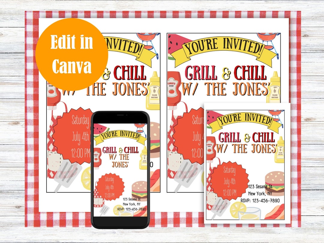 Editable BBQ Invitation Editable Invite Printable Digital Editable BBQ Invitation Editable Invite Printable Digital