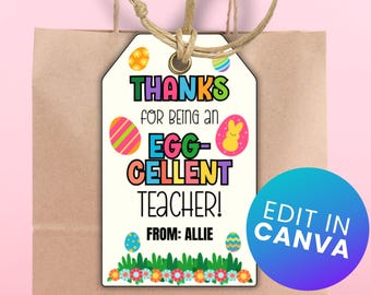 Editable Easter Teacher Gift Tag; Easter Printable Tags; Editable Easter Basket Tag; Daycare Teacher Gift