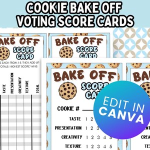 Editable Cookie Bake Off Score Cards; Baking Competition Voting Cards; Best Baked Goods Cards; Instant Download; Cookie Voting Cards