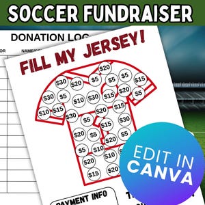 Fill My Jersey; Soccer Fundraiser Printable; Fundraiser Form PDF; Soccer Team; Soccer Fundraiser Template; Editable in Canva