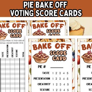 Schede di valutazione stampabili per la gara di torte; Schede di voto per la gara di pasticceria; Schede per i migliori prodotti da forno; Download immediato; Schede di voto per la gara di torte