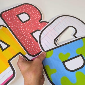 School Supply Bulletin Board Letters; Printable Classroom Alphabet Letters and Numbers; Teacher Classroom Decor; Bulletin Board Kit