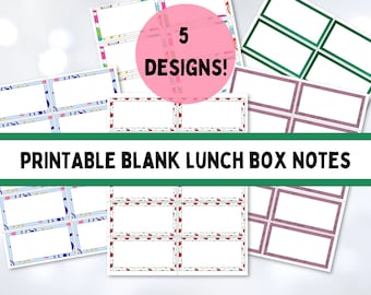 Lunch Box Notes for Kids, Blank Printable Lunch Box Notes, Encouraging Notes for Kids, Back to School Lunchbox Notes