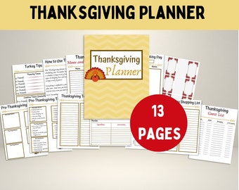 Thanksgiving Meal Planner Printable; Holiday Meal Planner; Thanksgiving To Do List; Recipe Cards; Shopping List; Guest List; Place Cards