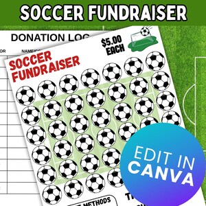 Editable &quot;Color the Soccer Balls&quot; Fundraising Form; Fundraiser Form PDF; Soccer Team; Soccer Fundraiser Template; Editable in Canva