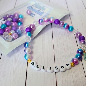 Mermaid Bracelet Kit; Customizable DIY Name Bracelets for Kids; Mermaid Birthday Party Favor