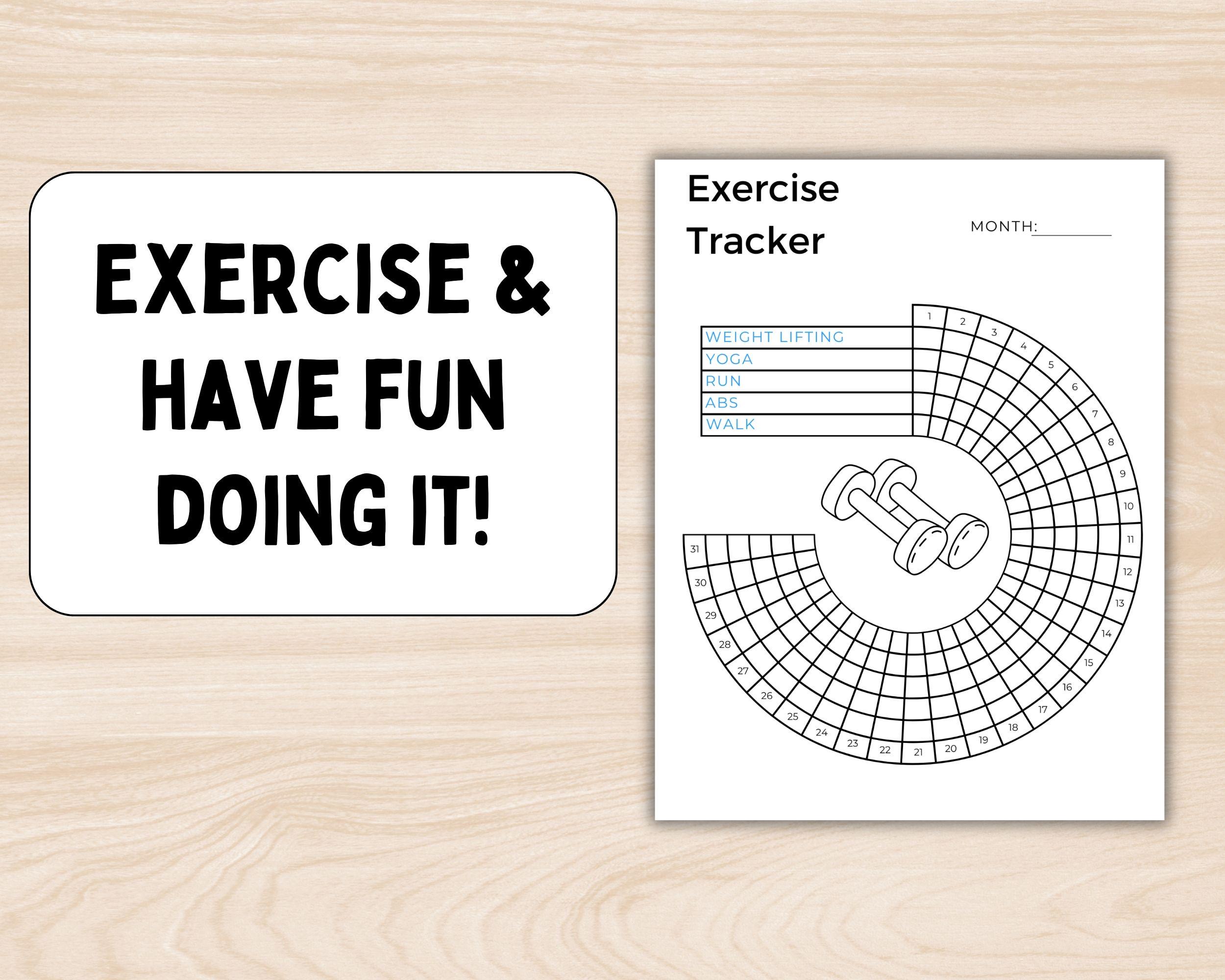 Exercise Tracker Wheel; Exercise Planner PDF; for Fitness Journal ...