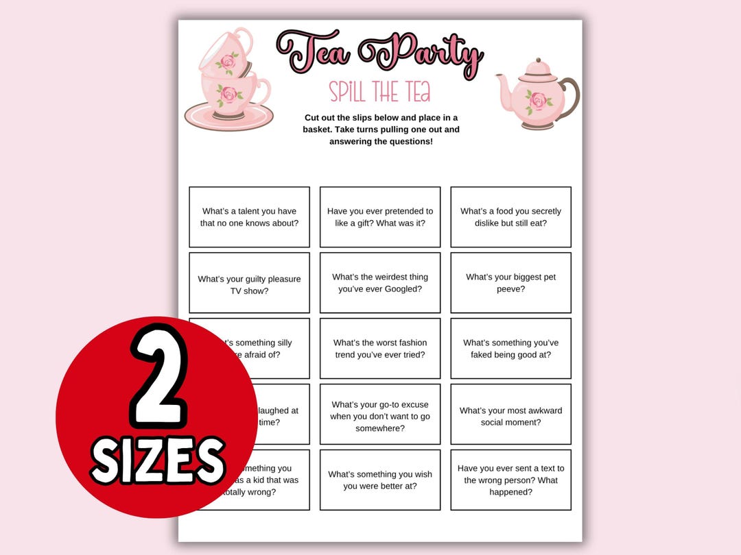 Spill the Tea Game; Tea Party Game; Mother's Day Brunch Activity ...
