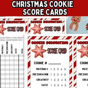 Schede di valutazione stampabili per la decorazione dei biscotti di Natale; Schede di voto per i concorsi di pasticceria; Schede per i migliori prodotti da forno; Schede di voto per i biscotti