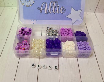 DIY Purple Bracelet Making Kit; Cute Birthday Gift for Girls; Customizable Bracelet Kit; 700+ Beads; Jewelry Making Kit for Girls