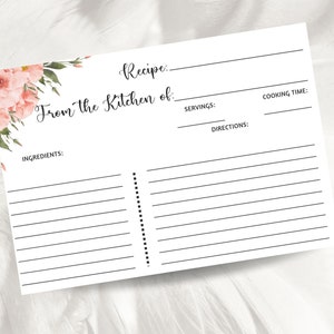 Receptkaart voor bruidsdouchesjabloon; Receptaanvraagkaart; Bruidsdouchespel; Bruiloft douche recept kaart bundel; Directe download