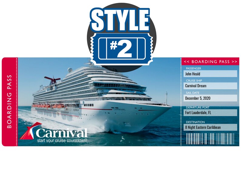 Carnival Cruise Ticket Template Free