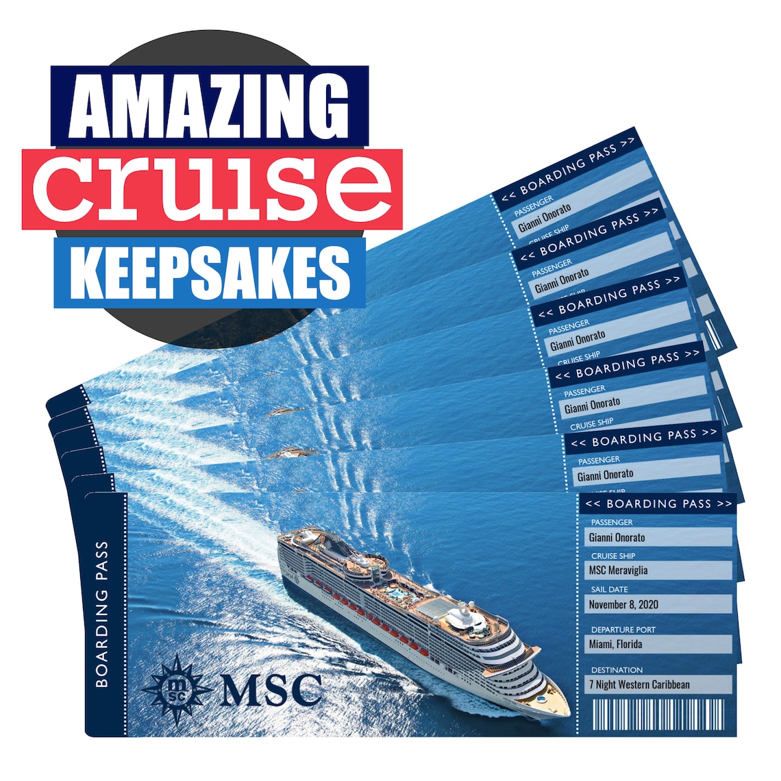 MSC Cruise Ticket Fully Customizable Instant Download & Print Your MSC