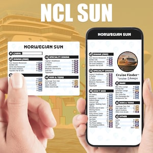 Norwegian Sun Cruise Deck Finder Cards: Phone & Printable Guide (Digital Download)