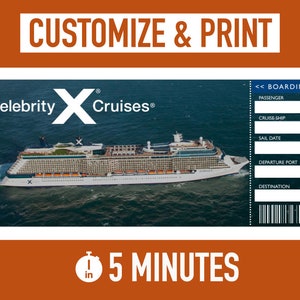 Celebrity Cruise Ticket Fully Customizable - Instant Download & Print Your Celebrity Ticket