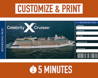 Custom Celebrity Cruise Ticket: Printable Boarding Pass (Instant Download)