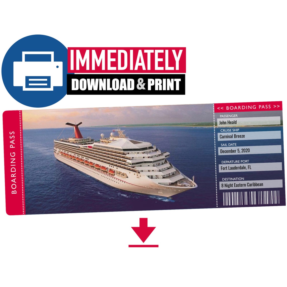 Buy Carnival Cruise Ticket Fully Customizable Instant Download & Online