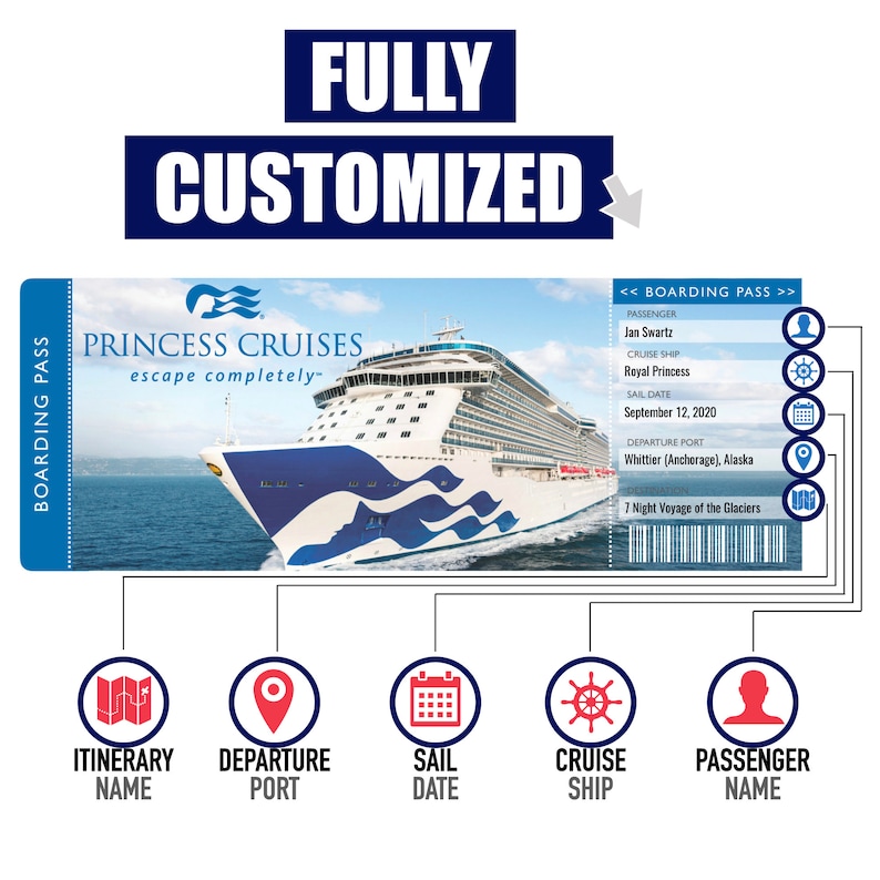 Princess Cruise Ticket Fully Customizable - Instant Download & Print ...