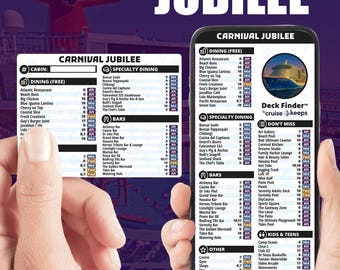 Carnival Jubilee Deck Finder Cards: Cruise Ship Navigator (Digital Download & Printable)