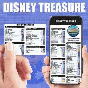 Deck Finder Cards for Disney Treasure Ship - Cruise Feature Locator Card AND Phone Card (Digital - Instant Download & Printable)
