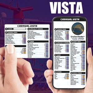 Deck Finder Karten für Karneval Aussicht Grasschiff - Kreuzfahrt Feature Positionskarte UND Telefonkarte (Digital - Instant Download & druckbar)