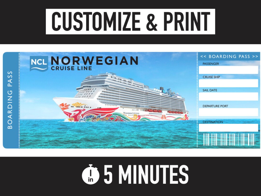 Norwegian Cruise Ticket Fully Customizable - Instant Download