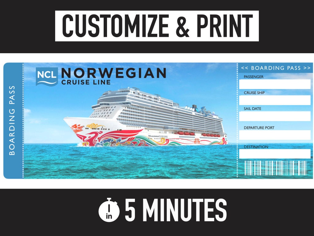 Norwegian Cruise Ticket Fully Customizable - Instant Download & Print Your NCL Ticket