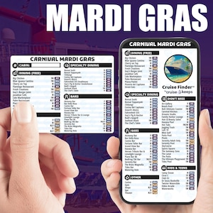 Cartões de localização de convés para navios Carnival Mardi Gras - Cartão localizador de recursos de cruzeiro e cartão telefônico (digital - download instantâneo e impressão)