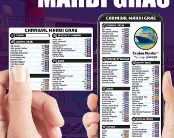 Carnival Mardi Gras Cruise Deck Finder Cards: Phone & Printable Navigator (Digital Download)