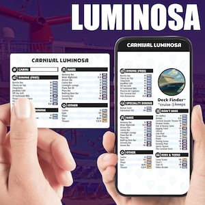 Deck Finder Karten für Karneval Luminosa Schiff - Kreuzfahrt Feature Positionskarten UND Telefon Karten (Digital - Instant Download & druckbar)