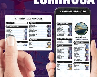 Carnival Luminosa Cruise Deck Finder Cards: Phone & Printable Navigator (Digital Download)
