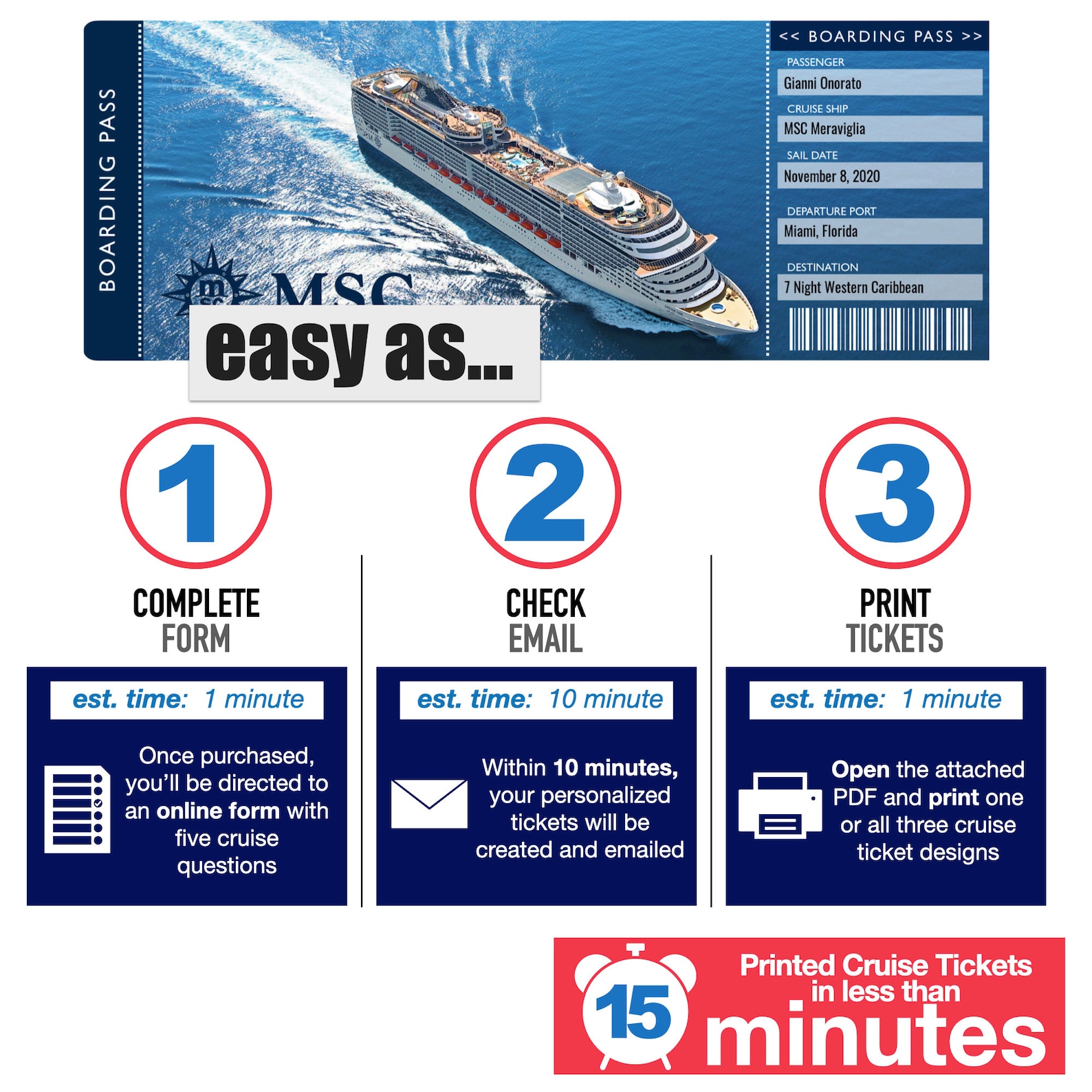 msc cruise card size