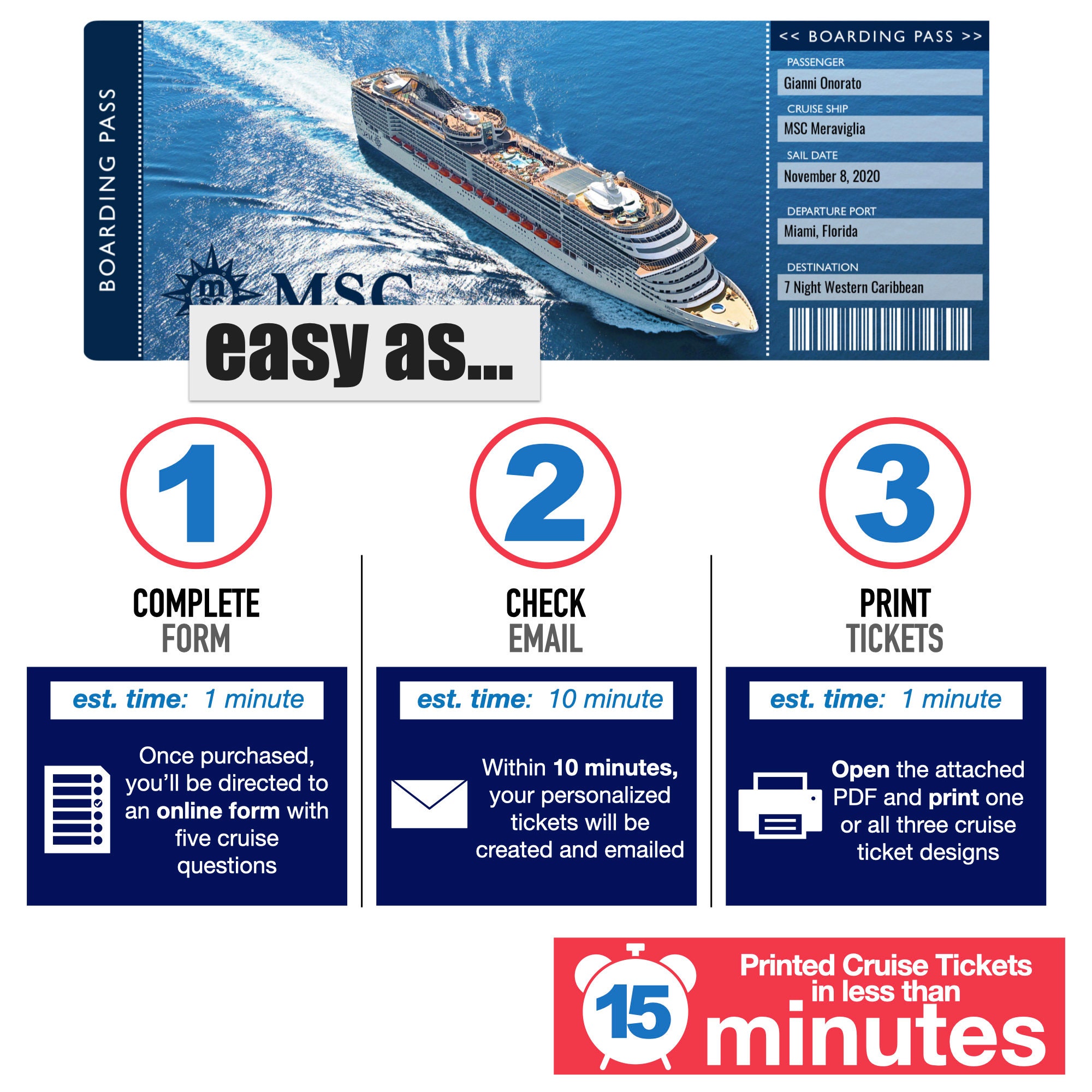 MSC Cruise Ticket Fully Customizable Instant Download & Etsy UK