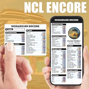 Deck Finder Cards for Norwegian Encore Ship - Cruise Feature Locator Card AND Phone Card (Digital - Instant Download & Printable)