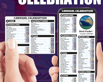 Carnival Celebration Cruise Deck Finder Cards: Phone & Printable (Digital Download)