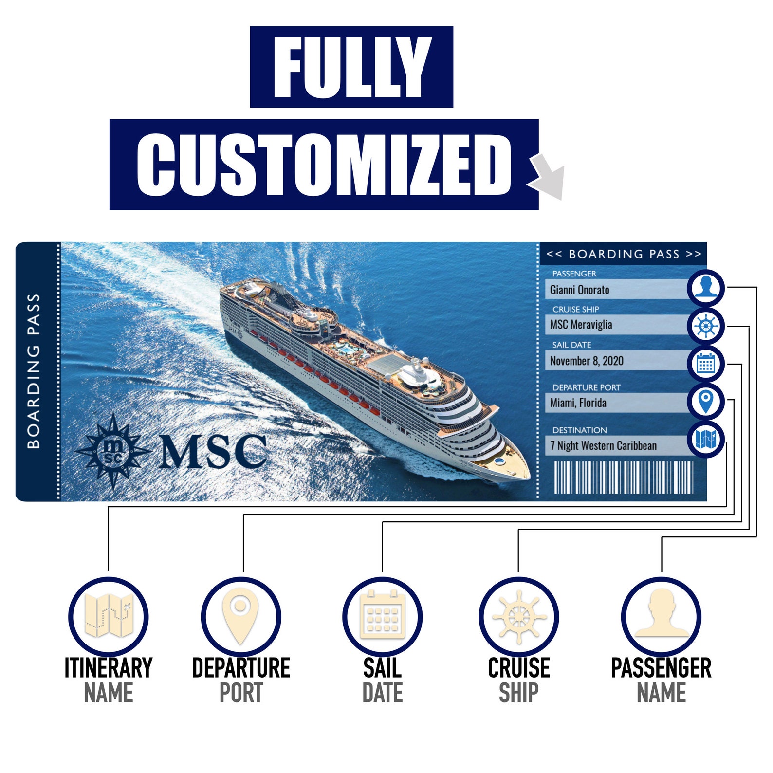 MSC Cruise Ticket Fully Customizable Instant Download & Print Your MSC