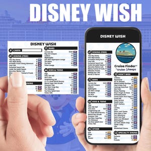 Deck Finder Cards for Disney Wish Ship - Cruise Feature Locator Card AND Phone Card (Digital - Instant Download & Printable)