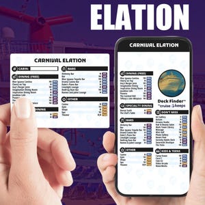 Carnival Elation Cruise-dekzoekerkaarten: telefoon en afdrukbare navigator (digitale download)