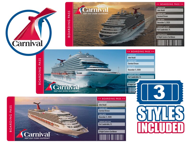 Carnival Cruise Ticket Template Free