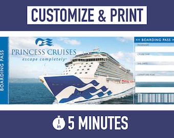 Custom Princess Cruise Ticket: Printable Boarding Pass (Instant Download)