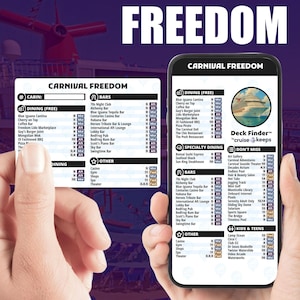 Deck Finder Karten für Karneval Freiheit Schiff - Kreuzfahrt Feature Positionskarte UND Telefon Karte (Digital - Instant Download & druckbar)